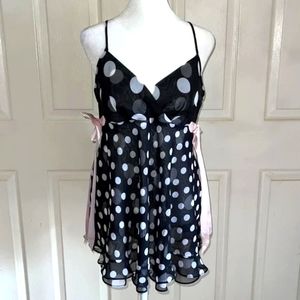 Morgan Taylor Fantasies | NWOT Size Small VTG B/W Polka Dot Sheer Babydoll